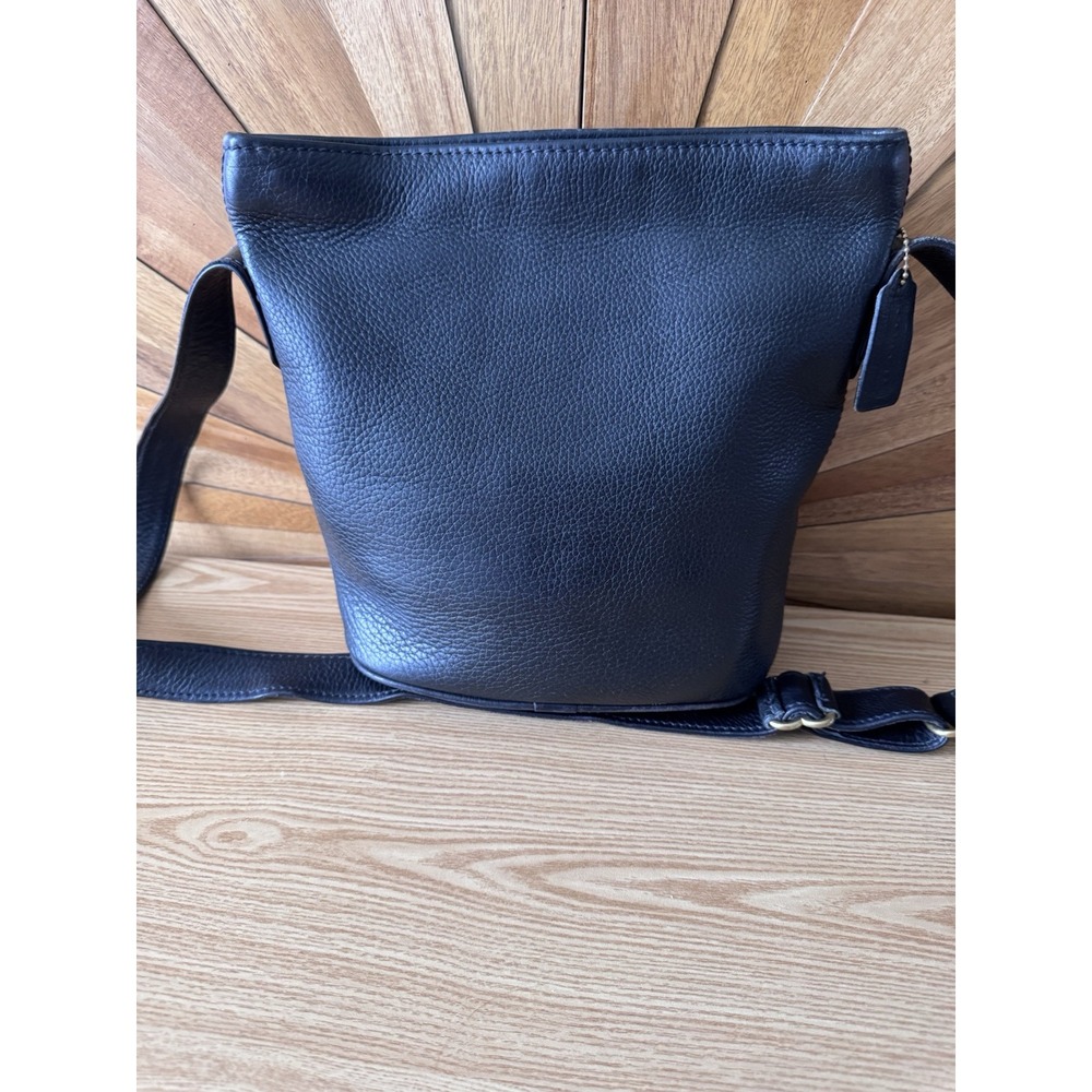 COACH‎ VINTAGE SONOMA  BLACK NATURAL PEBBLE LEATHER SMALL BUCKET ZIP BAG 4907
